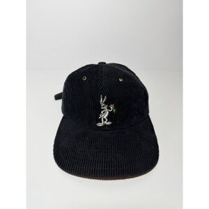 1998 Vintage Warner Bros Bugs Bunny Hat Unisex OSFM Black Corduroy Baseball Cap